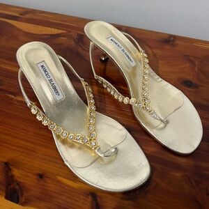 Manolo Blahnik Gold Embellished Heels